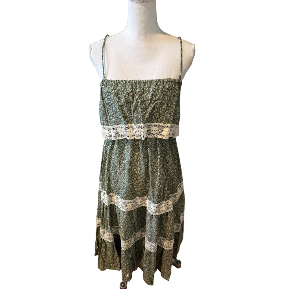 Vintage Green and White Midi Dress